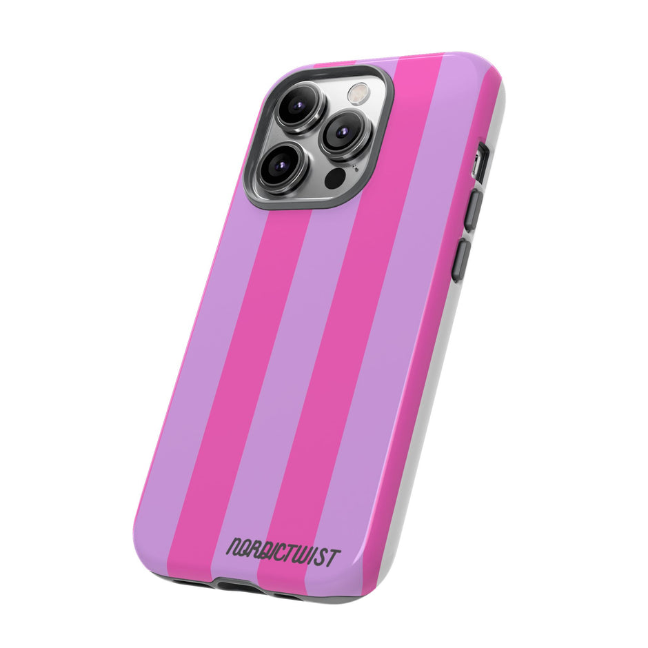Stylish Phone Case - Tough Cases with Vibrant Pink and Lavender Stripes