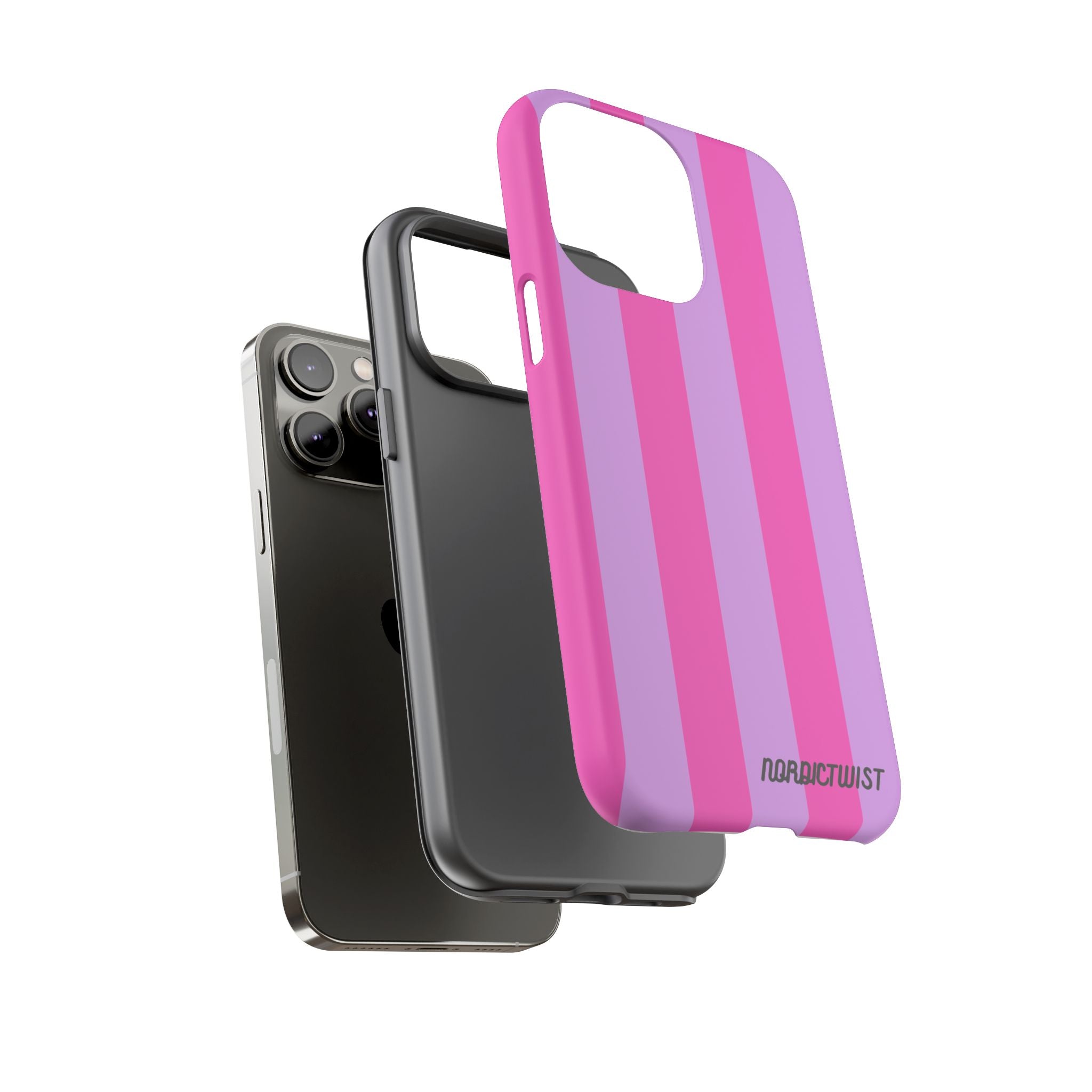 Stylish Phone Case - Tough Cases with Vibrant Pink and Lavender Stripes