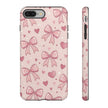 Pink Bow & Hearts Tough Phone Case — Cute Floral Ribbon iPhone Cover