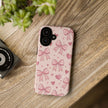 Pink Bow & Hearts Tough Phone Case — Cute Floral Ribbon iPhone Cover