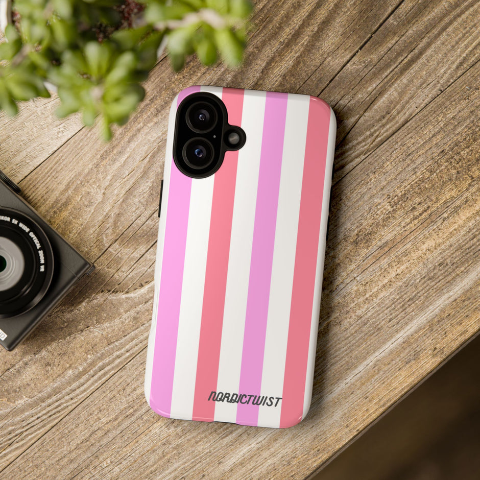 Pink Striped Phone Case - Stylish & Durable Cover