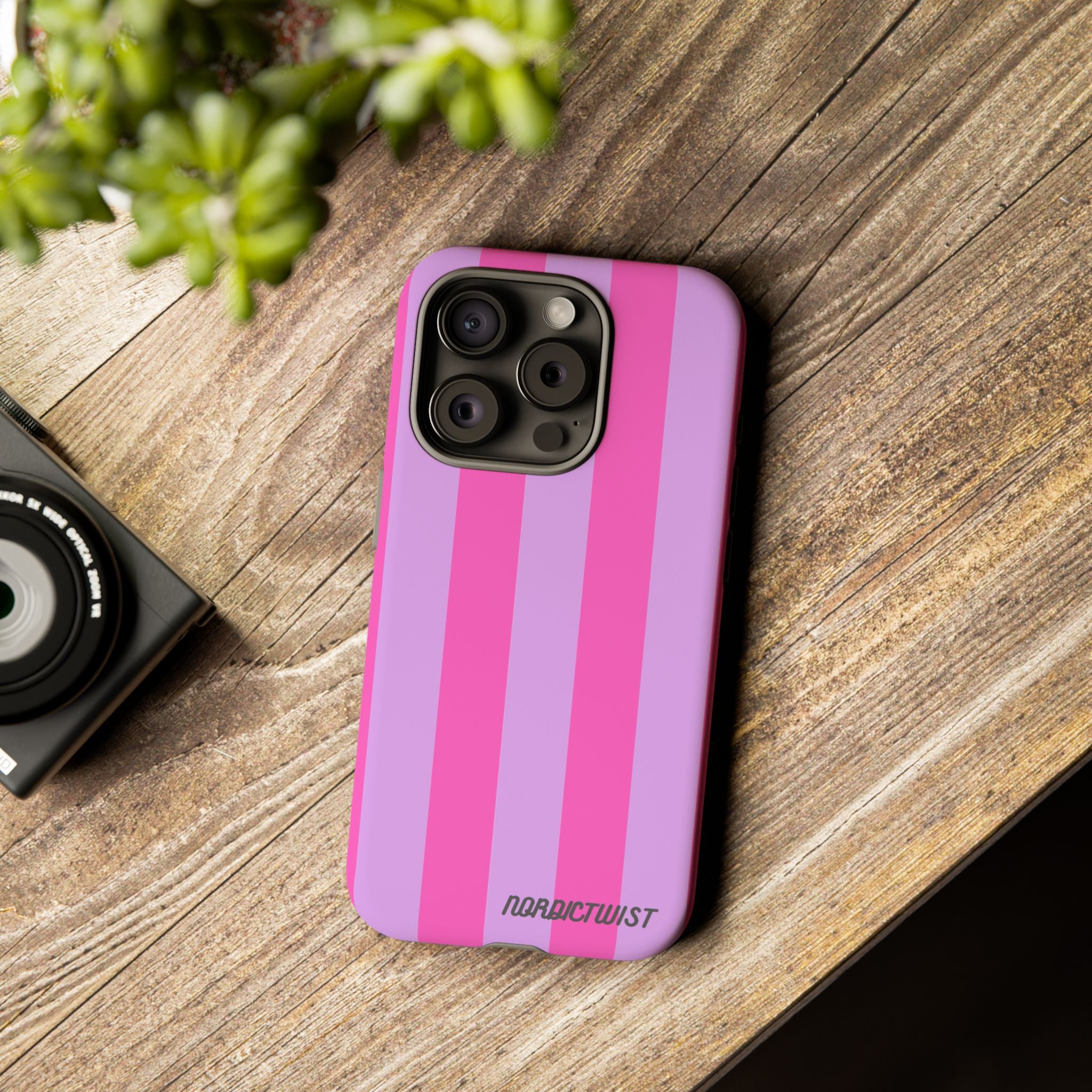 Stylish Phone Case - Tough Cases with Vibrant Pink and Lavender Stripes