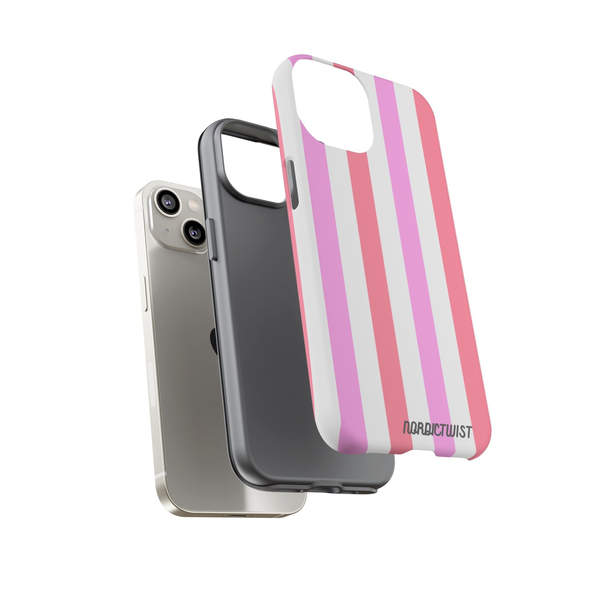 Pink Striped Phone Case - Stylish & Durable Cover