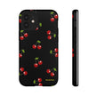 Cherry Pattern Tough Phone Case — Black Retro Cherry iPhone Cover