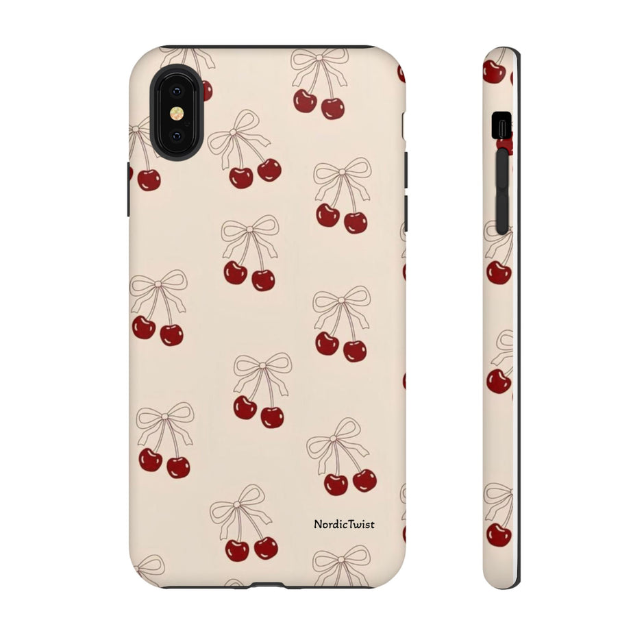 Cherry Pattern Phone Case — Cute Retro Red Cherries on Cream