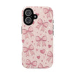 Pink Bow & Hearts Tough Phone Case — Cute Floral Ribbon iPhone Cover