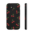 Cherry Pattern Tough Phone Case — Black Retro Cherry iPhone Cover