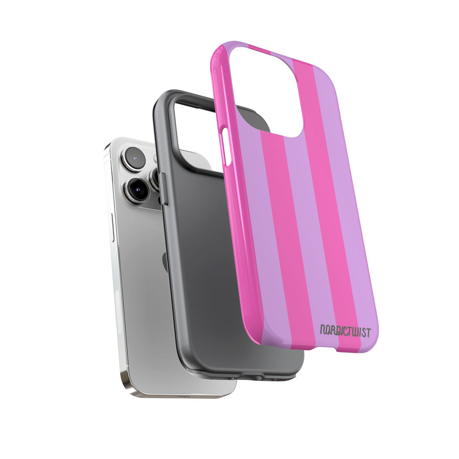 Stylish Phone Case - Tough Cases with Vibrant Pink and Lavender Stripes
