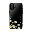 Daisy Floral Tough Phone Case – Protective Black Phone Cover with White Daisies