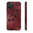 Cherry Pattern Tough Phone Case — Retro Dark Red Cherry iPhone Cover