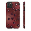Cherry Pattern Tough Phone Case — Retro Dark Red Cherry iPhone Cover