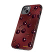 Cherry Pattern Tough Phone Case — Retro Dark Red Cherry iPhone Cover