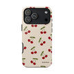 Cherry Pattern Tough Phone Case — Retro Red Cherries on Cream