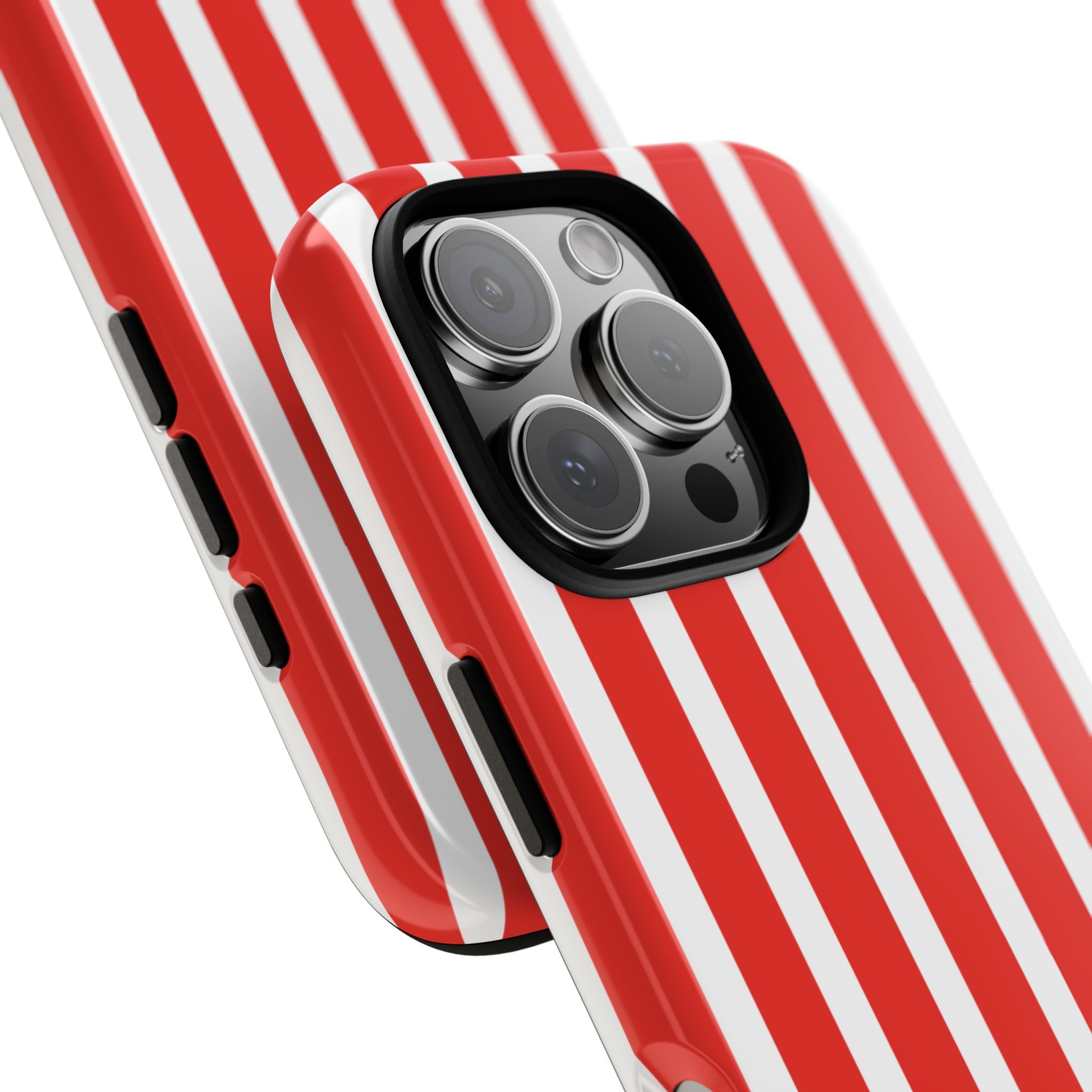 Striped Tough Phone Case - Durable Protection with Stylish Red & White Design