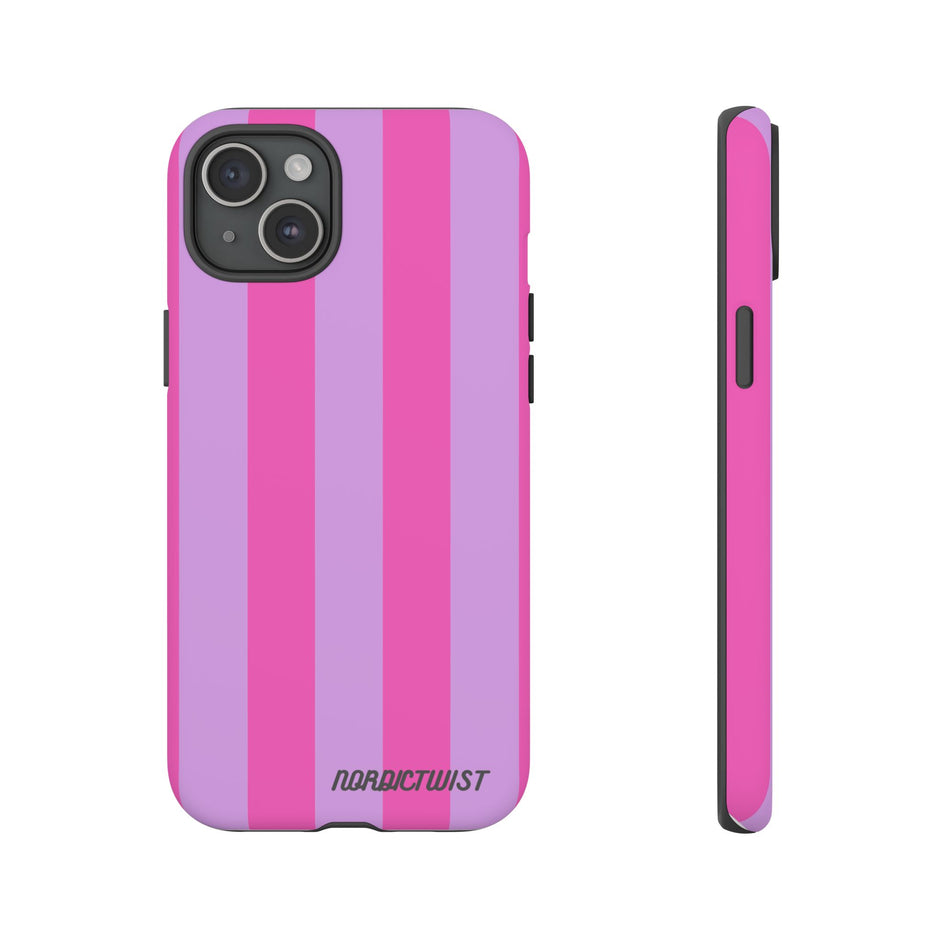 Stylish Phone Case - Tough Cases with Vibrant Pink and Lavender Stripes