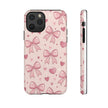 Pink Bow & Hearts Tough Phone Case — Cute Floral Ribbon iPhone Cover