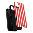 Striped Tough Phone Case - Durable Protection with Stylish Red & White Design