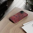 Cherry Pattern Tough Phone Case — Retro Dark Red Cherry iPhone Cover