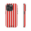 Striped Tough Phone Case - Durable Protection with Stylish Red & White Design