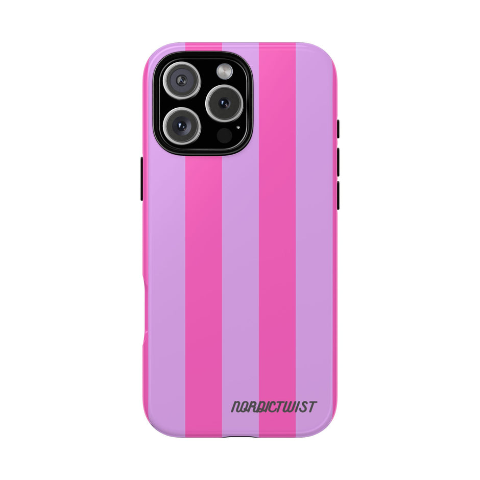 Stylish Phone Case - Tough Cases with Vibrant Pink and Lavender Stripes