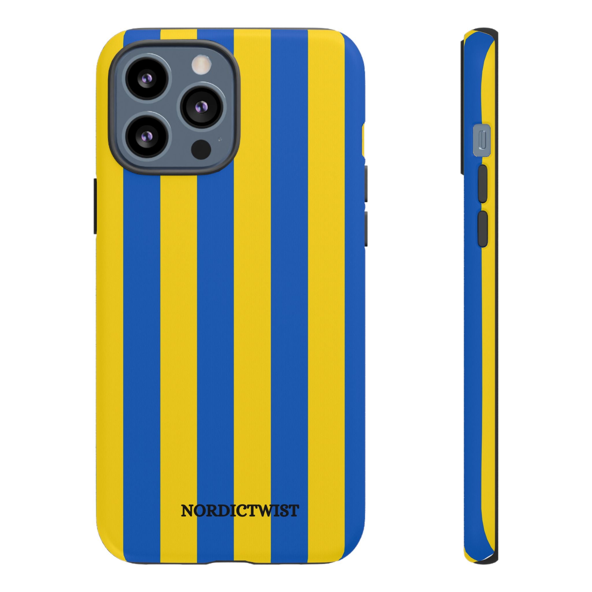 Blue and Yellow Striped Phone Case - Tough Cases