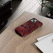 Cherry Pattern Tough Phone Case — Retro Dark Red Cherry iPhone Cover