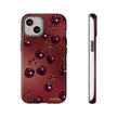 Cherry Pattern Tough Phone Case — Retro Dark Red Cherry iPhone Cover