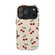 Cherry Pattern Tough Phone Case — Retro Red Cherries on Cream