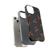 Cherry Pattern Tough Phone Case — Black Retro Cherry iPhone Cover