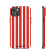 Striped Tough Phone Case - Durable Protection with Stylish Red & White Design