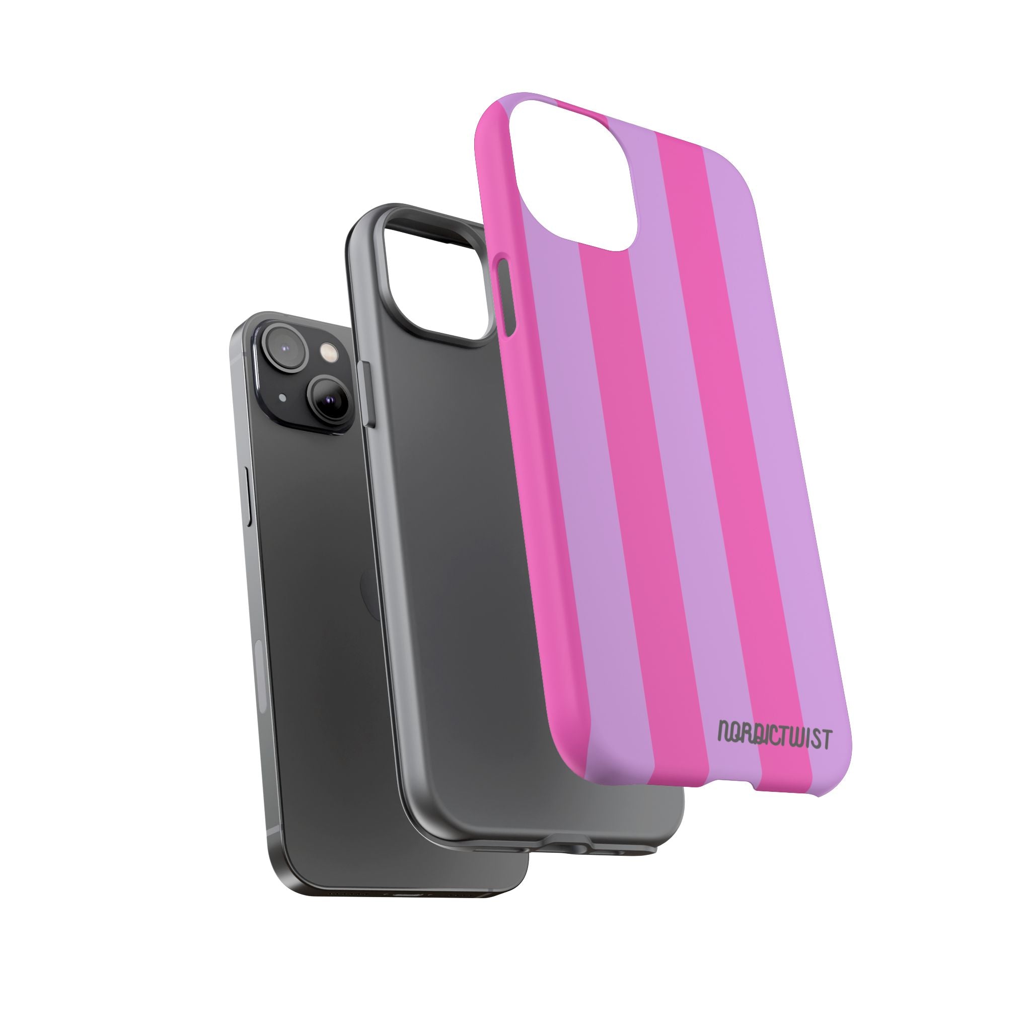 Stylish Phone Case - Tough Cases with Vibrant Pink and Lavender Stripes