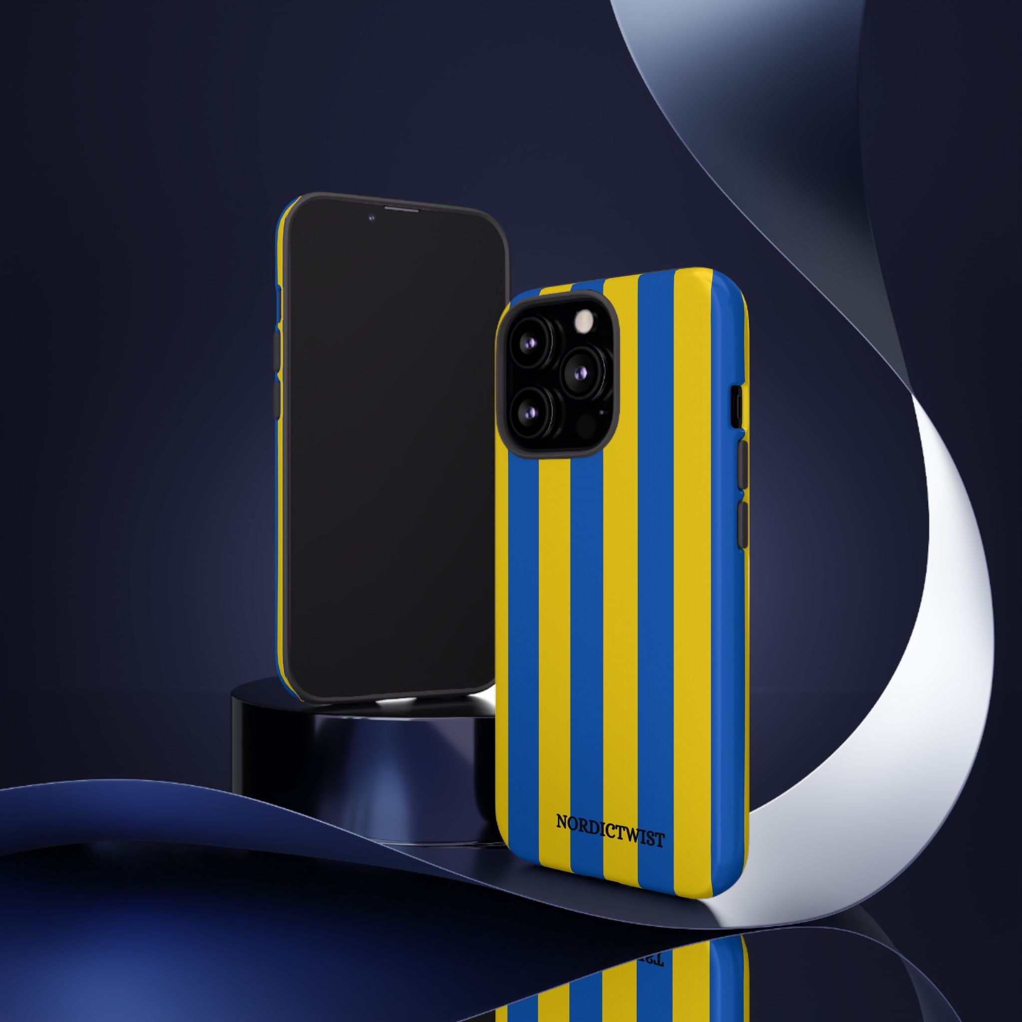 Blue and Yellow Striped Phone Case - Tough Cases