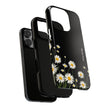 Daisy Floral Tough Phone Case – Protective Black Phone Cover with White Daisies