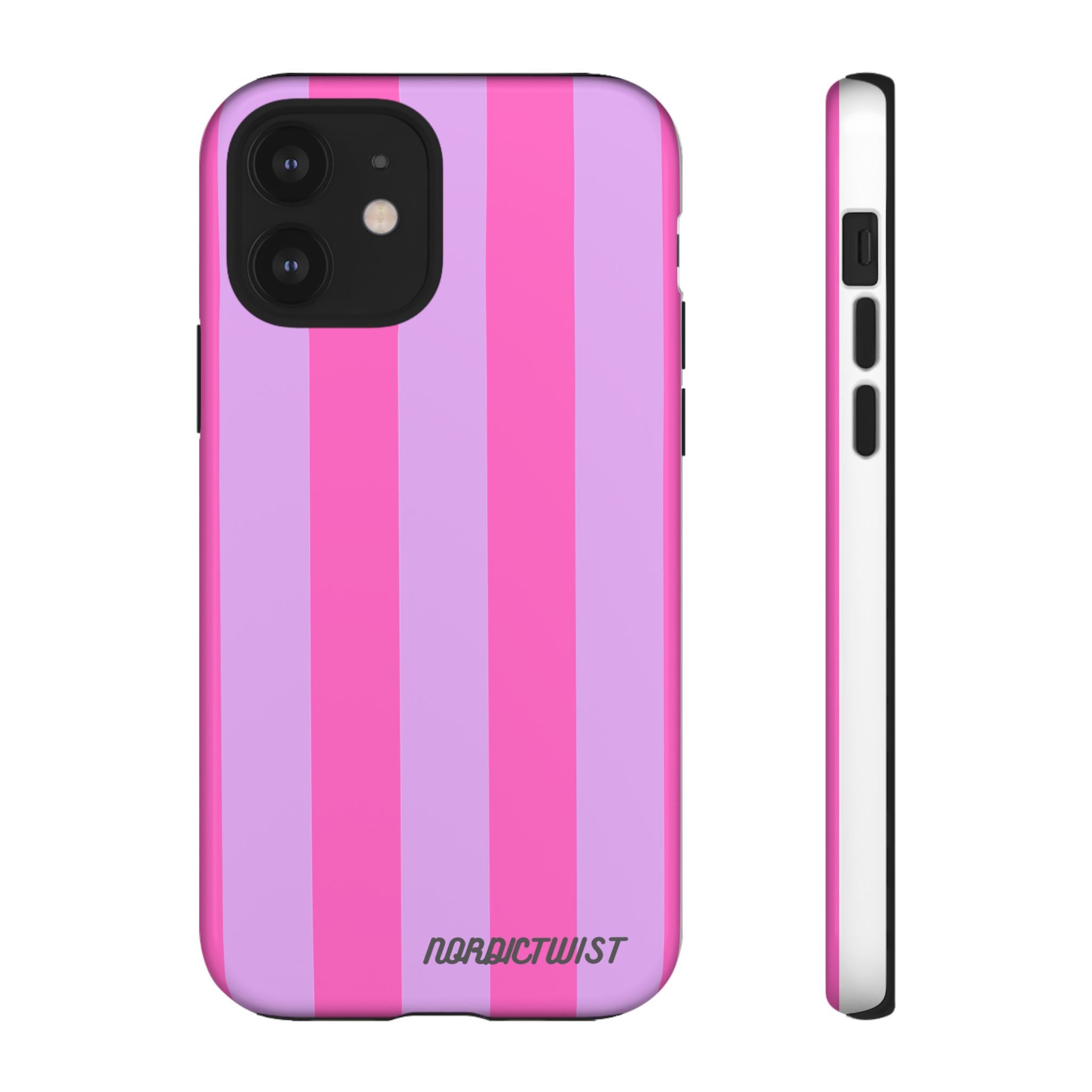 Stylish Phone Case - Tough Cases with Vibrant Pink and Lavender Stripes
