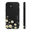Daisy Floral Tough Phone Case – Protective Black Phone Cover with White Daisies