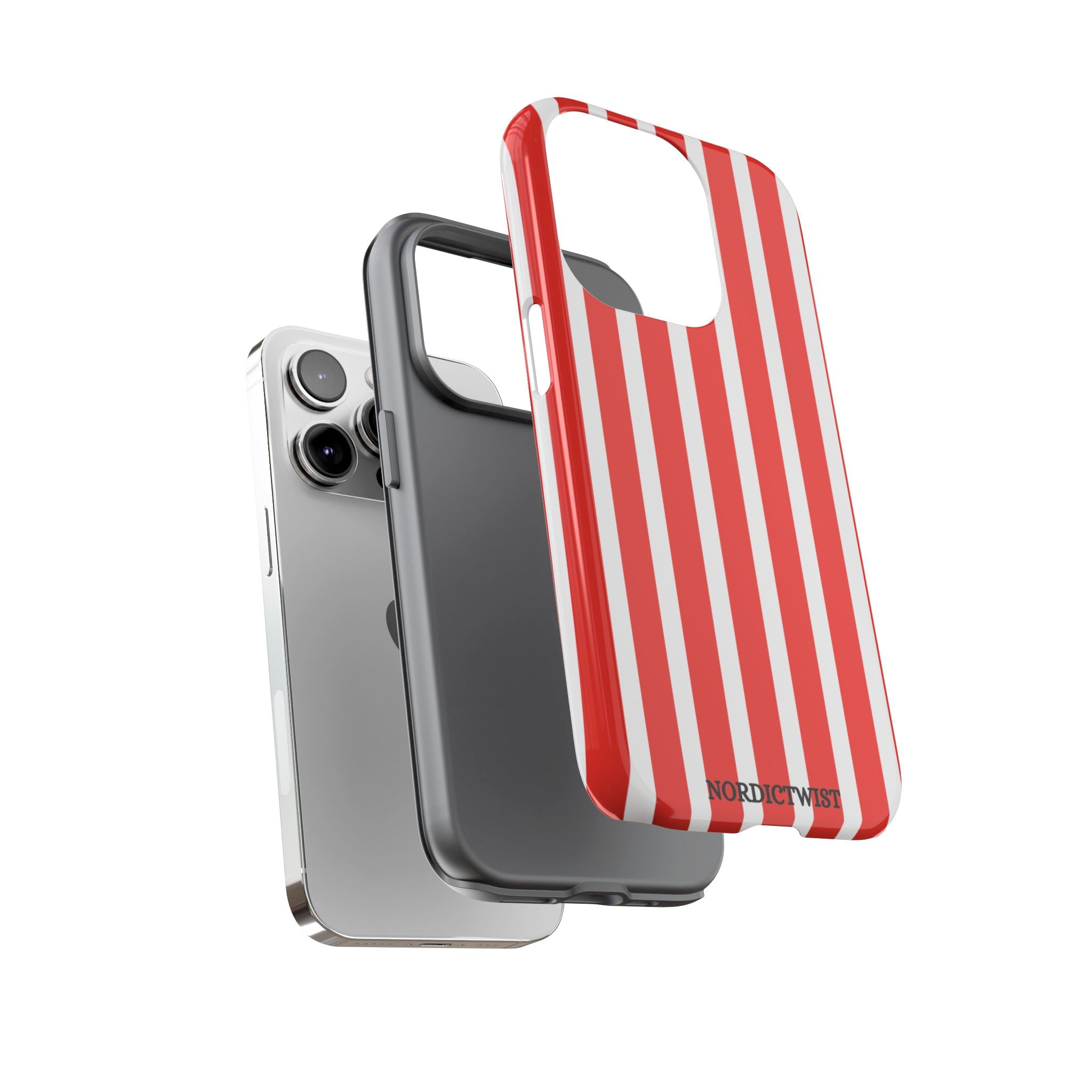 Striped Tough Phone Case - Durable Protection with Stylish Red & White Design