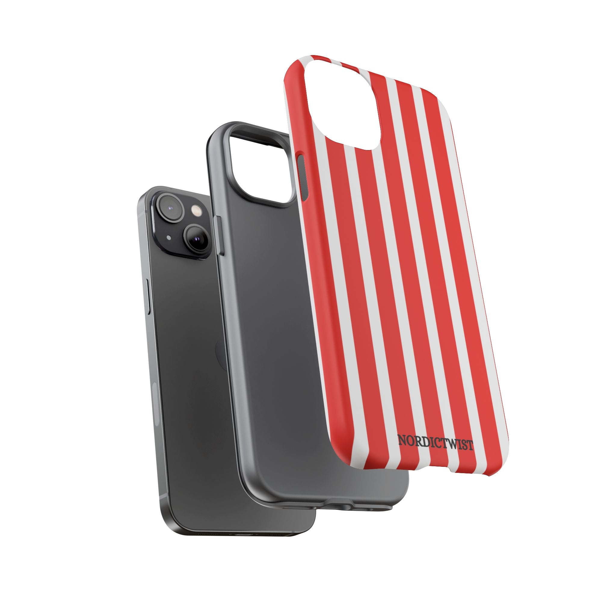 Striped Tough Phone Case - Durable Protection with Stylish Red & White Design