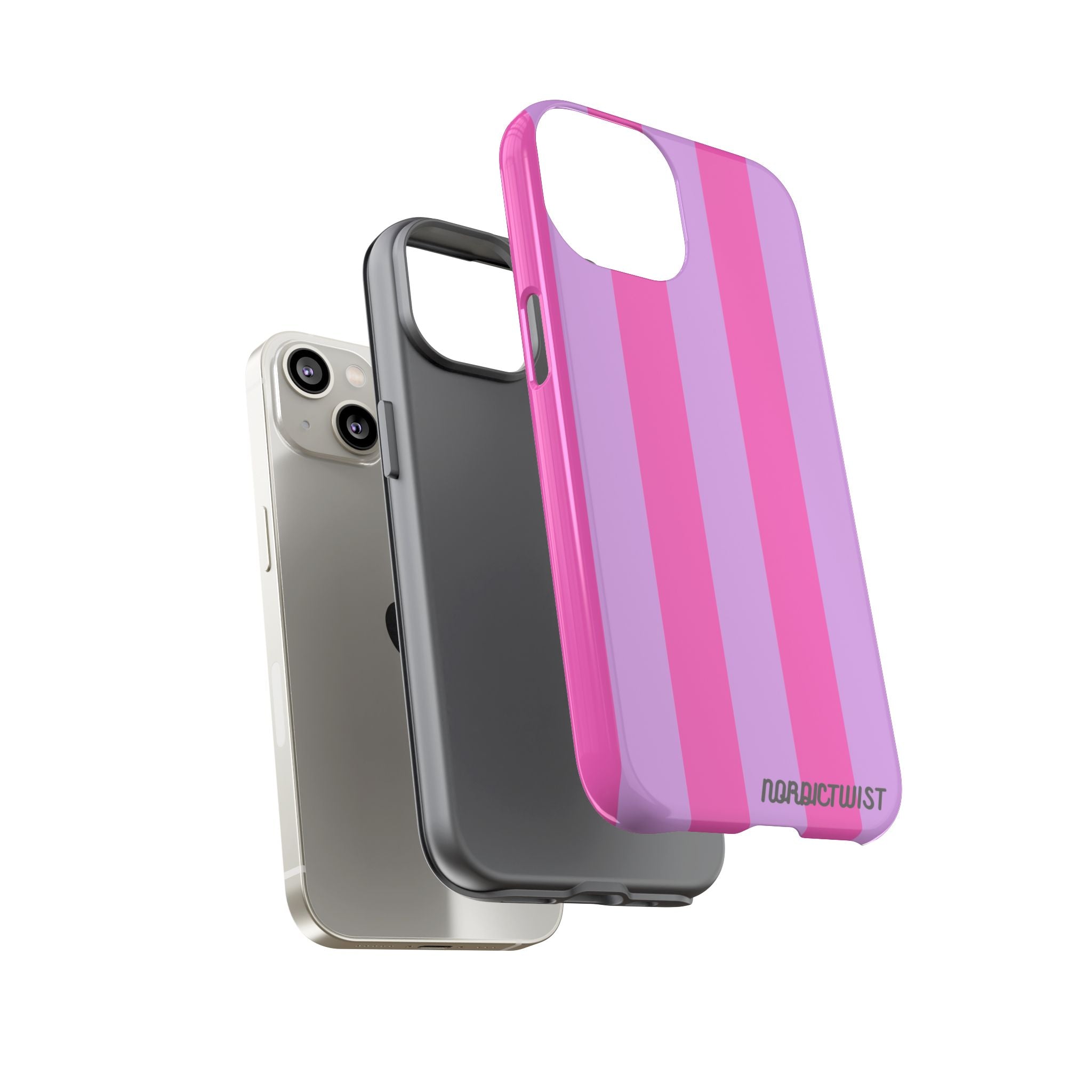 Stylish Phone Case - Tough Cases with Vibrant Pink and Lavender Stripes