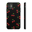 Cherry Pattern Tough Phone Case — Black Retro Cherry iPhone Cover