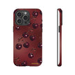 Cherry Pattern Tough Phone Case — Retro Dark Red Cherry iPhone Cover