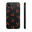 Cherry Pattern Tough Phone Case — Black Retro Cherry iPhone Cover