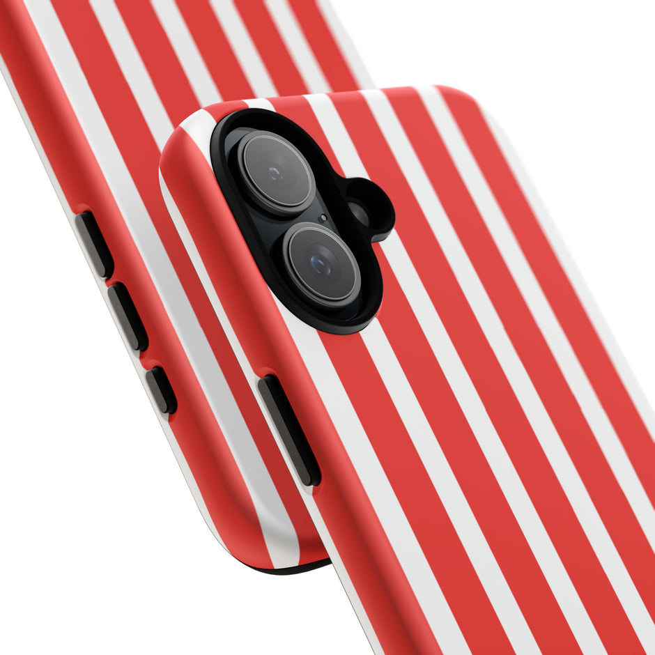 Striped Tough Phone Case - Durable Protection with Stylish Red & White Design