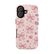 Pink Bow & Hearts Tough Phone Case — Cute Floral Ribbon iPhone Cover