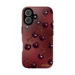 Cherry Pattern Tough Phone Case — Retro Dark Red Cherry iPhone Cover