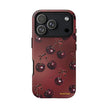 Cherry Pattern Tough Phone Case — Retro Dark Red Cherry iPhone Cover