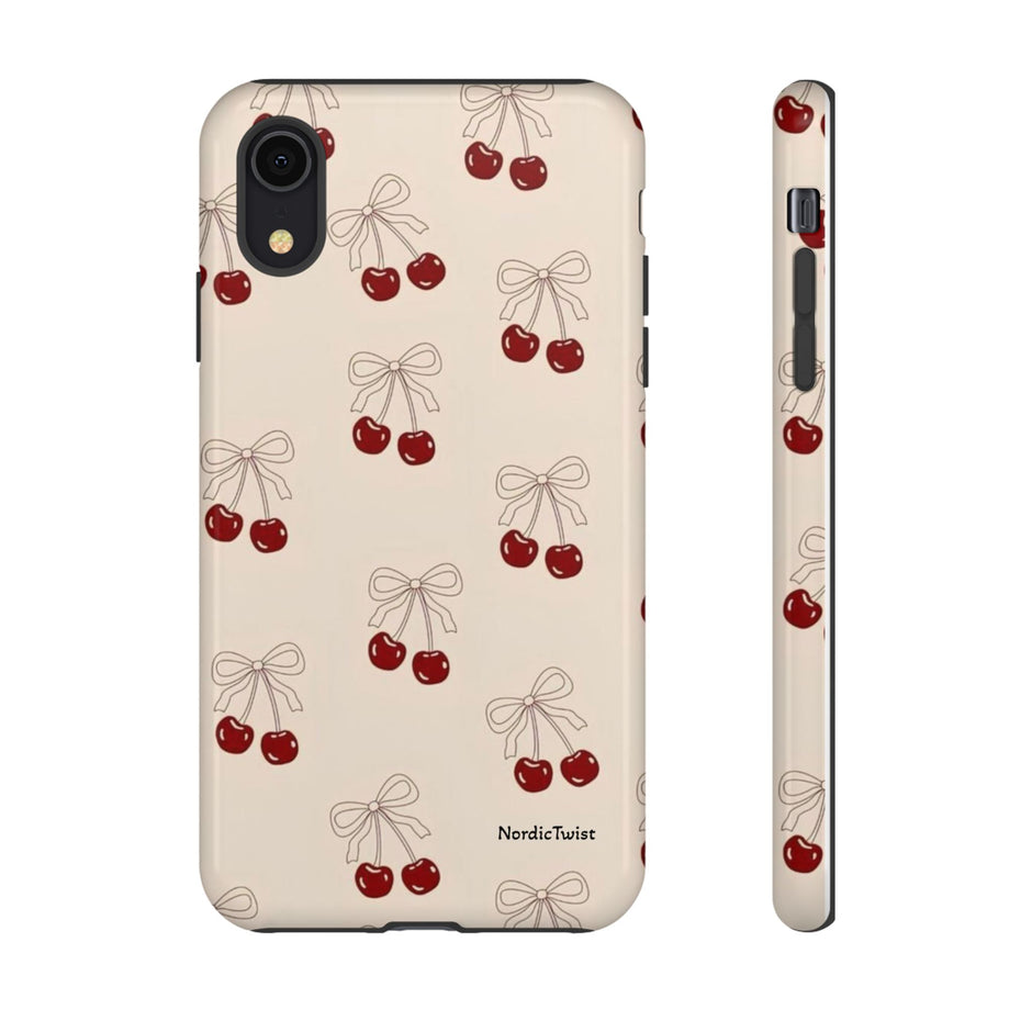 Cherry Pattern Phone Case — Cute Retro Red Cherries on Cream