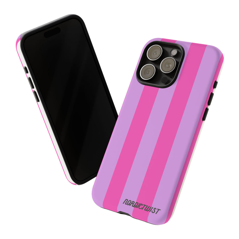 Stylish Phone Case - Tough Cases with Vibrant Pink and Lavender Stripes