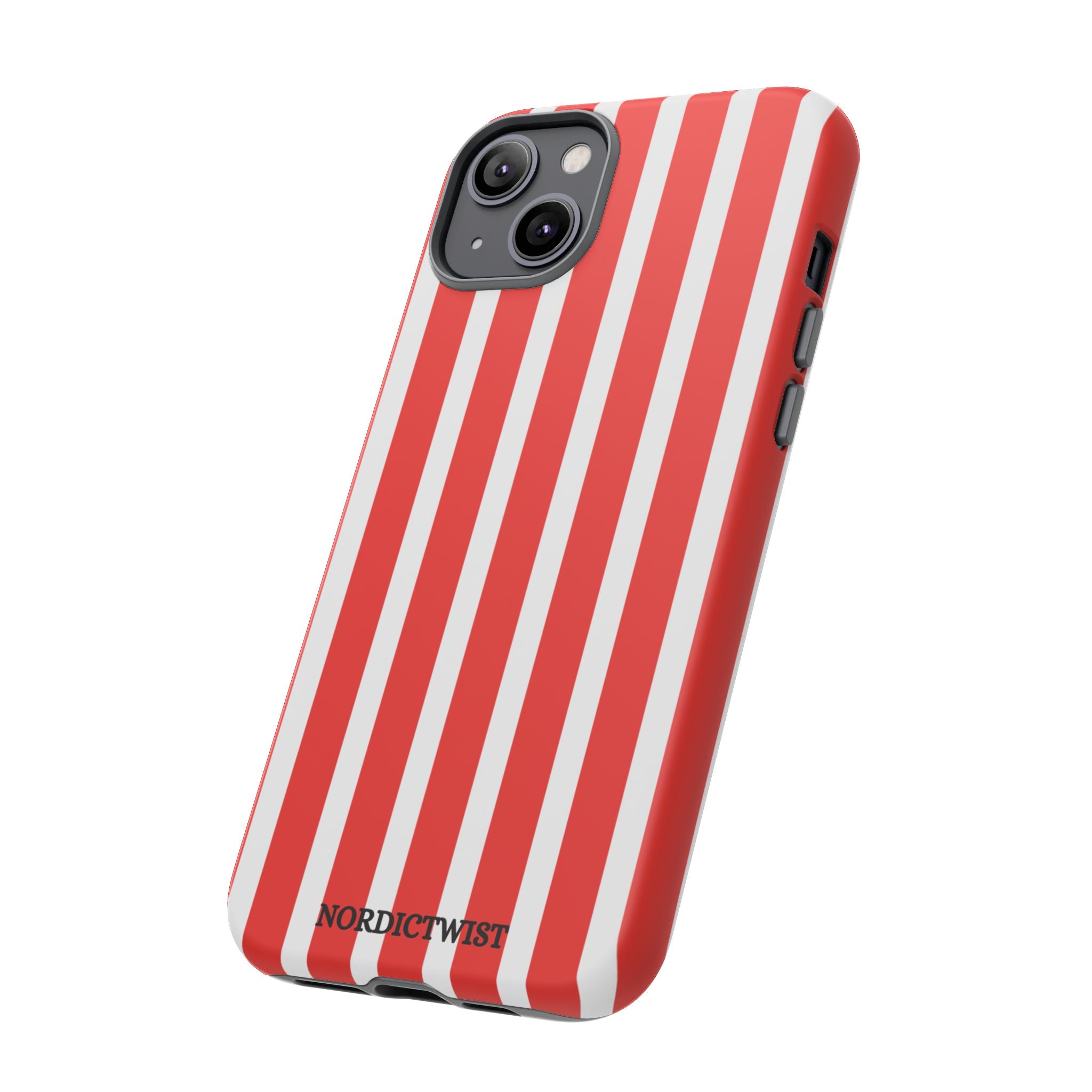 Striped Tough Phone Case - Durable Protection with Stylish Red & White Design