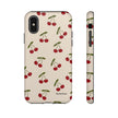 Cherry Pattern Tough Phone Case — Retro Red Cherries on Cream