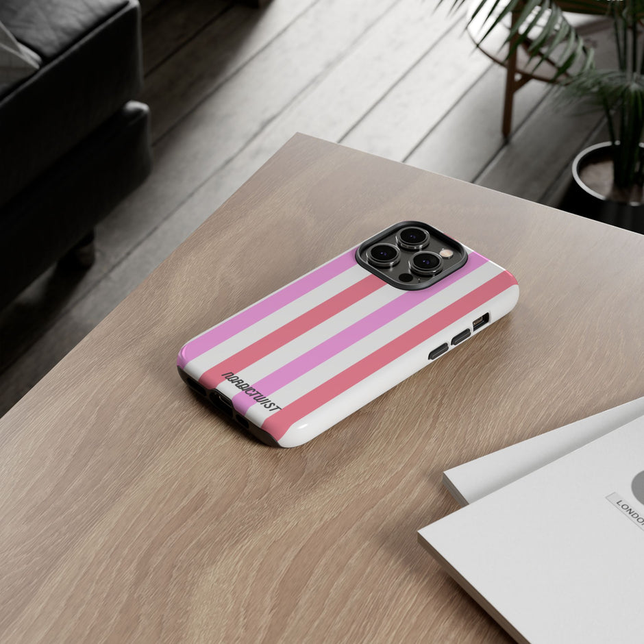 Pink Striped Phone Case - Stylish & Durable Cover